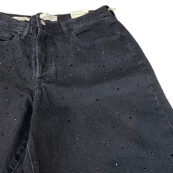 Universal Thread Jeans Womens 10 Black Beaded Comfort Stretch Mid Rise 90s Baggy - Picture 13 of 16